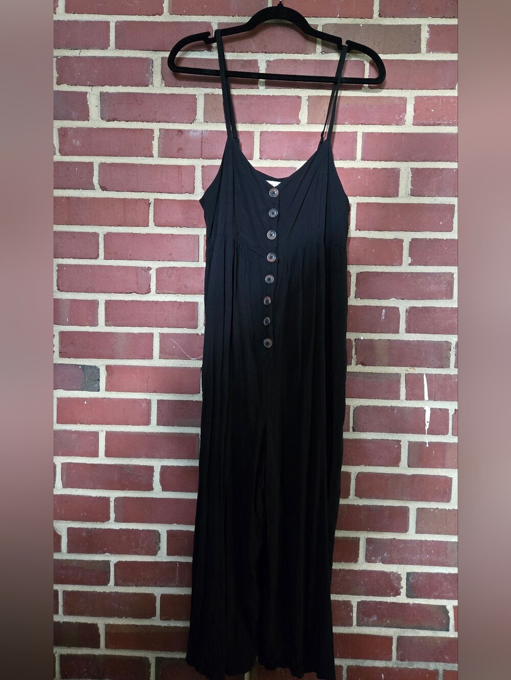 Urban Outfitters Black Wide Leg Jumpsuit Rayon Button Front Small - Picture 2 of 6